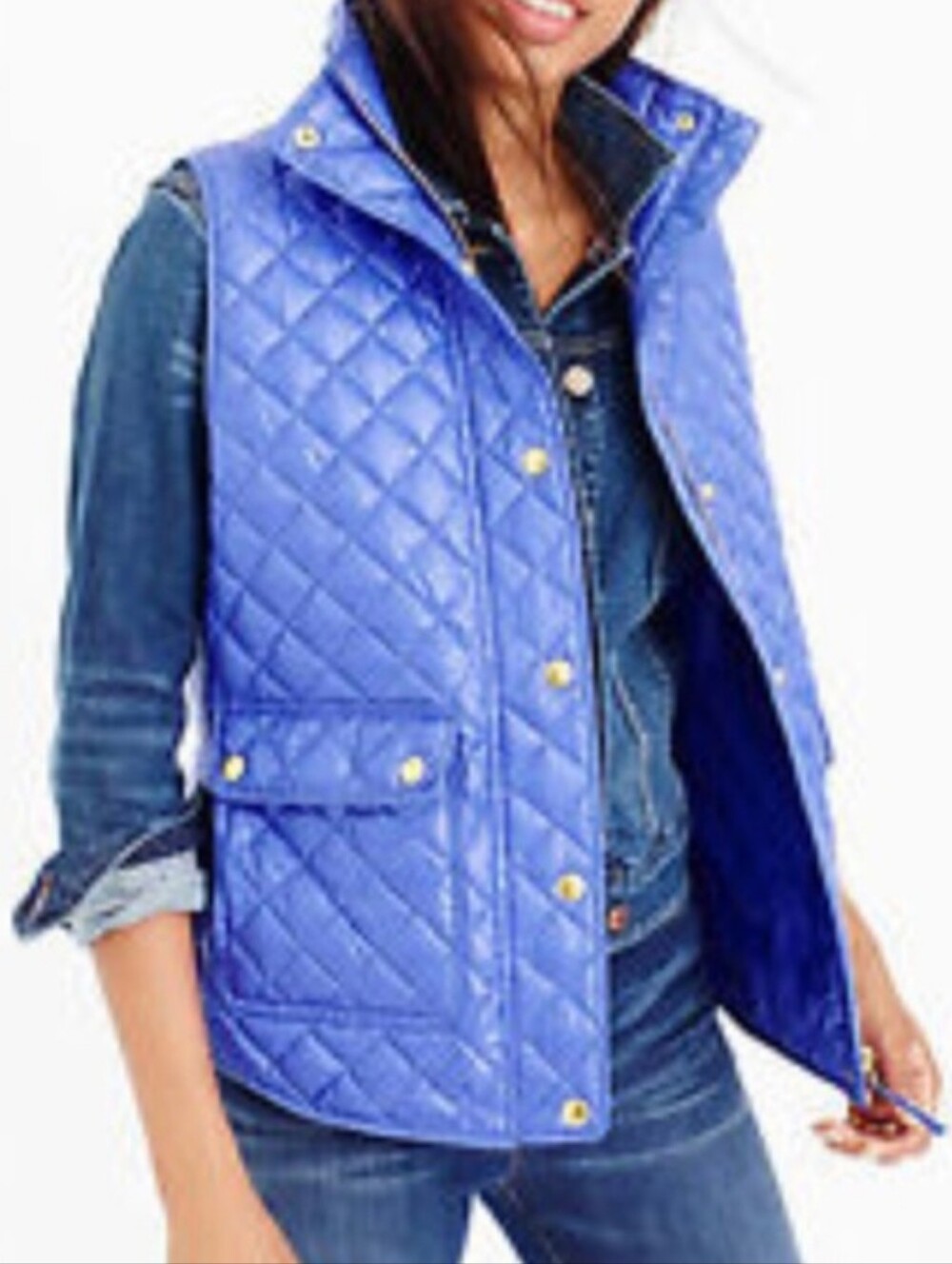 J Crew Diamond Quilted Blue Down Vest XXS